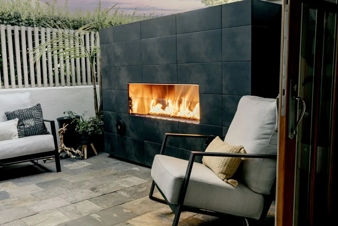 Better Outdoor Living with the Sleek Kalea Bay Outdoor Fireplace